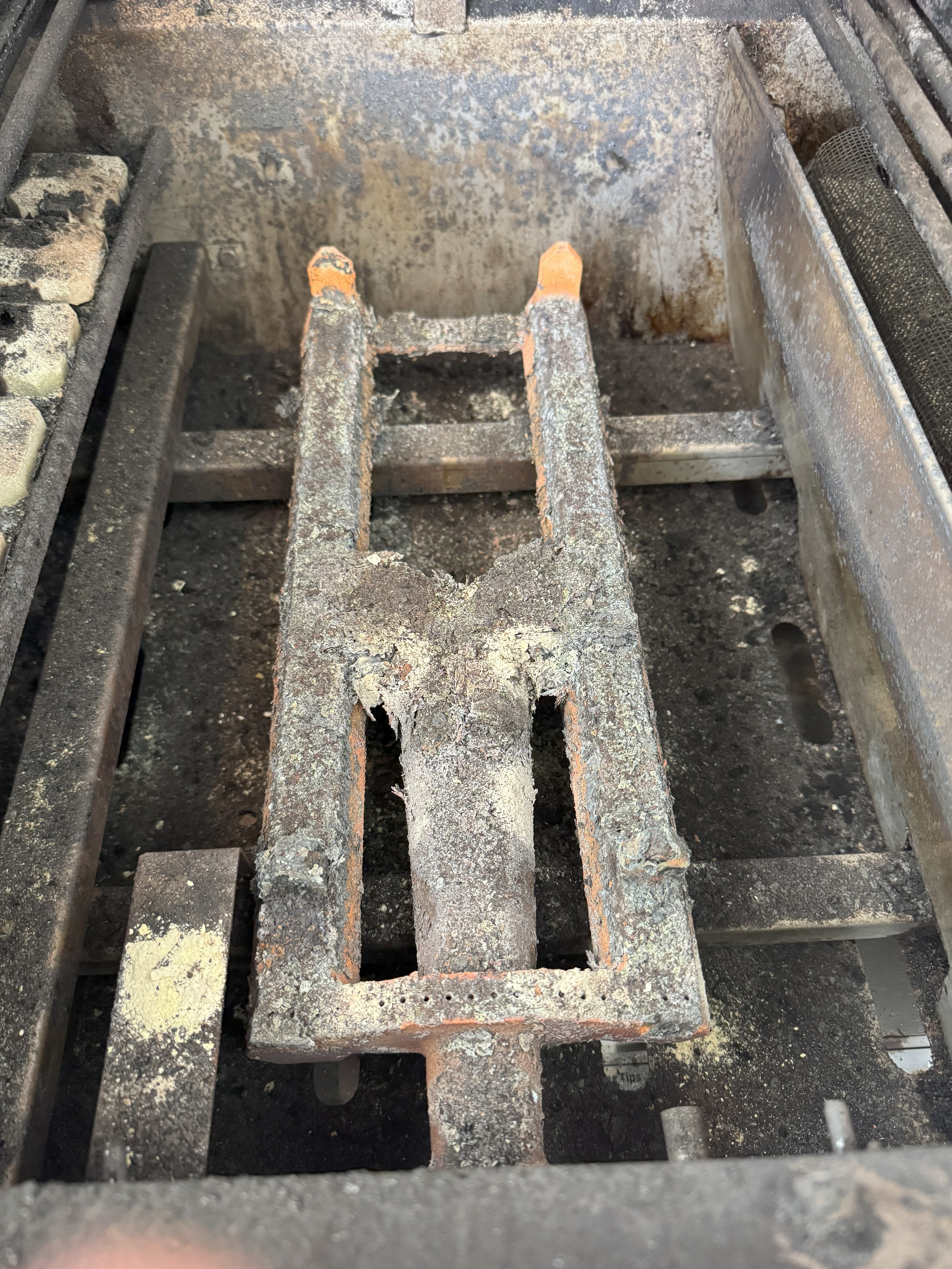 Before — burners with heavy residue